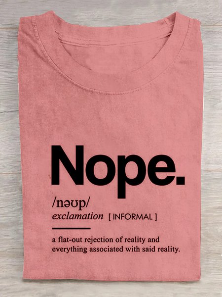 

NOPE ART PRINT CASUAL T-SHIRT, Orange pink, T-shirts