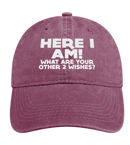 

Here I Am! What Are Your Other 2 Wishes Hat, Red, Men's Hats