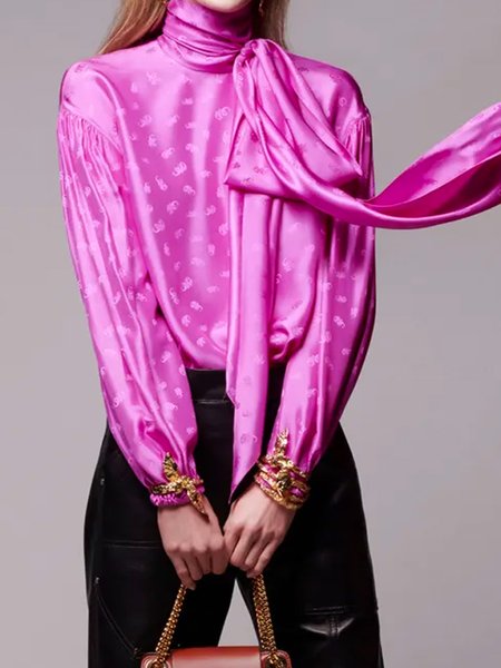 

Regular Sleeve Loose Plain Urban Blouse, Purple, Blouses and Shirts