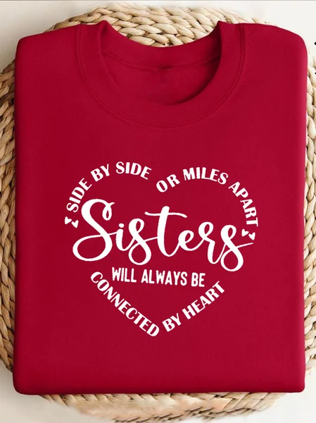 

Side By Side Or Miles Apart Sisters Are Always Connected By The Heart Sisterhood Sweatshirt, Red, Hoodies&Sweatshirts