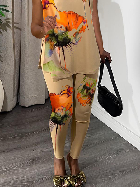 

Plus Size Medium Elasticity Tight Casual Abstract Pants Slim fit Pants, As picture, Plus Pants