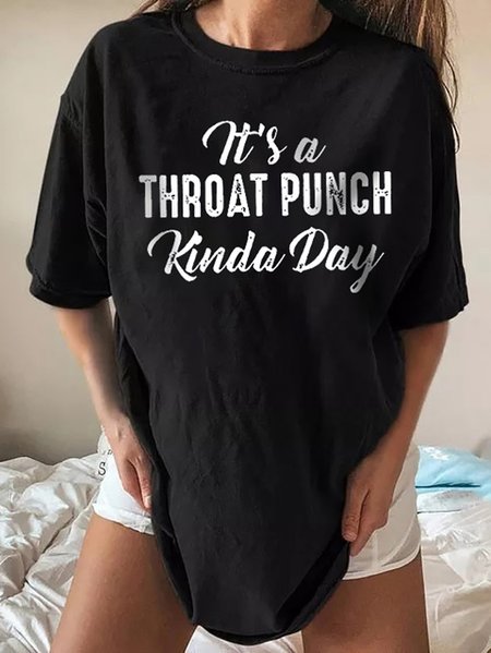 Women's Short Sleeve Tee T-shirt Summer Text Letters Printing Cotton Crew Neck Daily Going Out Casual Top Black, T-Shirts