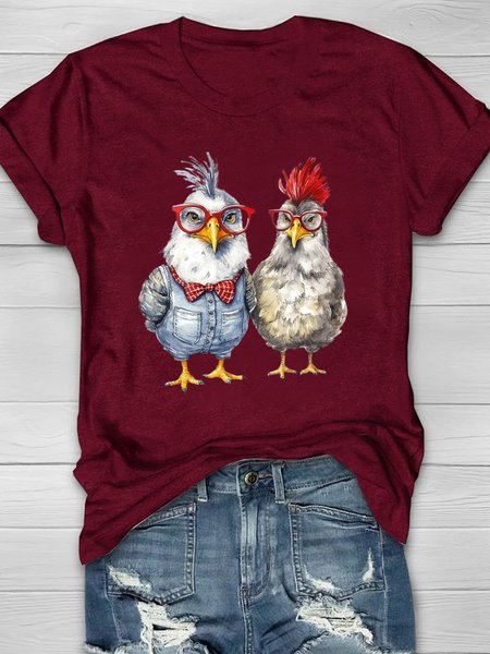 

Casual Turkey Crew Neck Short Sleeve T-shirt, Wine red, T-shirts