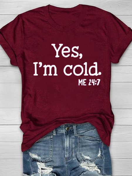 Casual Text Letters Crew Neck Short Sleeve T-shirt, Wine red, T-shirts