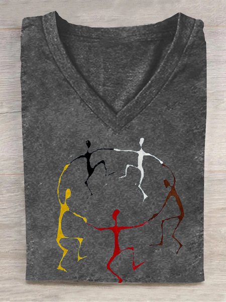 

Figure V Neck Casual Loose T-Shirt, Gray, T-shirts