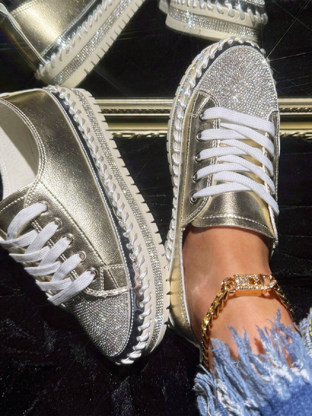 

Plain Casual All Season Pu Skate Shoes, Golden, Sneakers