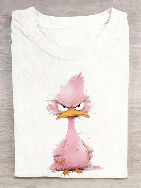 

Casual Animal Crew Neck Short Sleeve T-shirt, White, T-shirts