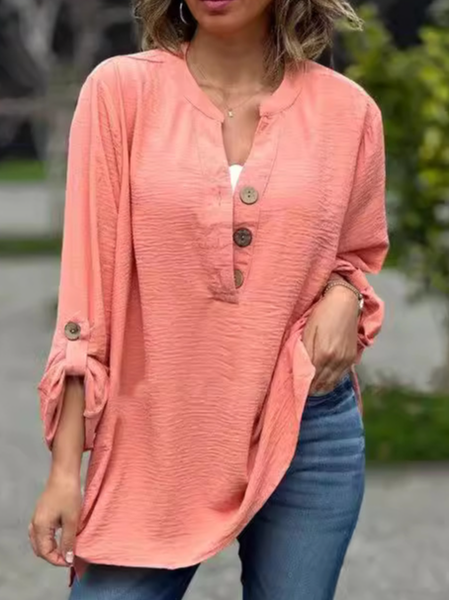 Loose V Neck Casual Plain Sweatshirt