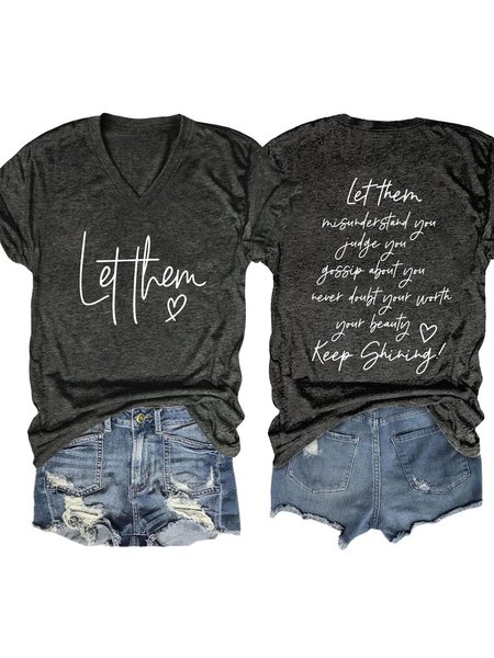 

Women's Short Sleeve Tee T-shirt Summer Text Letters Crew Neck Daily Going Out Casual Top, Deep gray, T-Shirts
