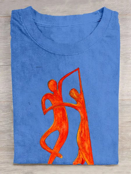 

Casual Cotton Crew Neck Loose T-Shirt, Blue, T-shirts
