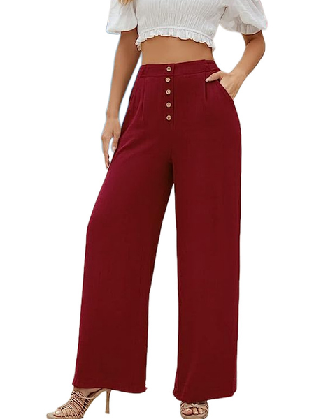

Casual Striped Long Pant, Wine red, Pants