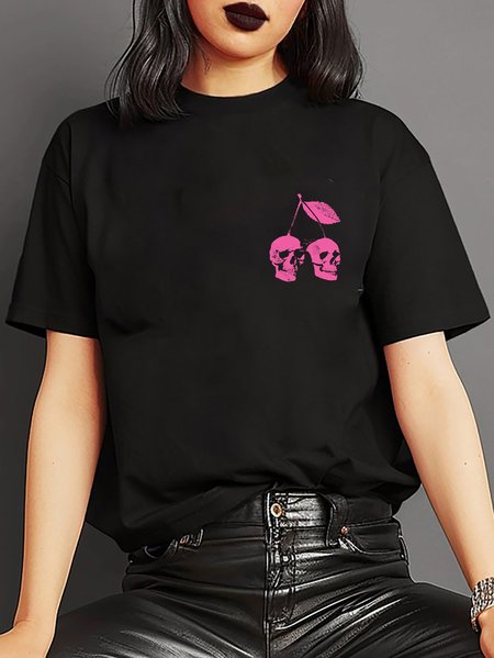 

Women's Short Sleeve Tee T-shirt Summer Fruit Cotton Crew Neck Daily Going Out Vintage Top Black, T-Shirts