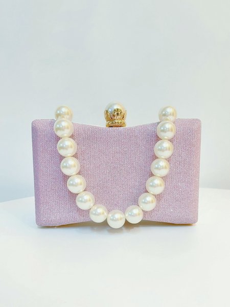 

Elegant Imitation Pearl Handle Bag Party Clutch Bag, Pink, Bags