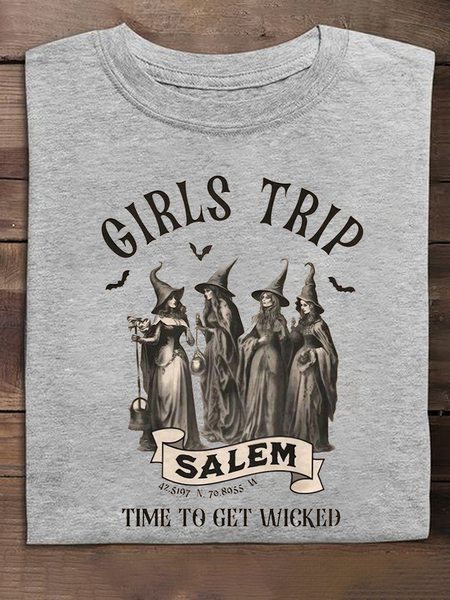 

Casual Text Letters Crew Neck Long Sleeve T-shirt, Gray, T-shirts