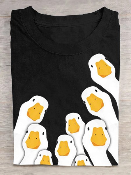 

Cotton Duck Casual Crew Neck T-Shirt, Black, T-shirts