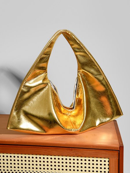 

Minimalist Pleated Triangle Handbag Soft Underarm Bag, Golden, Bags