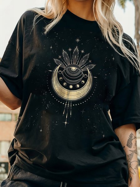 

Women's Short Sleeve Tee T-shirt Summer Floral Printing Cotton Crew Neck Daily Going Out Vintage Top Black, T-Shirts