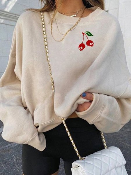 

Skull Cherry Print Sweatshirt, Khaki, Sweatshirts & Hoodies