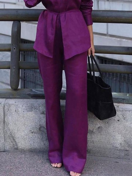 

Regular Fit Urban Plain Pants, Purple, Pants