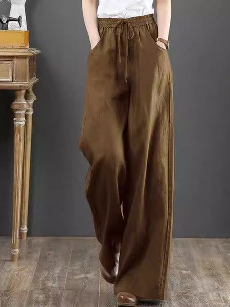 Women's Plain Long Pant Casual Spring/Fall Trousers, Coffee, Pants