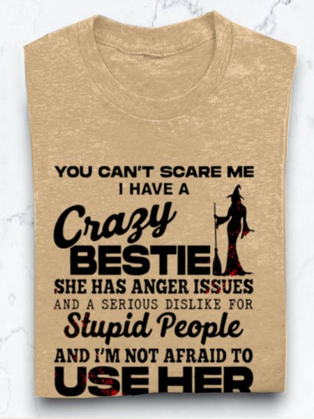 

Casual Text Letters Crew Neck Short Sleeve T-shirt, Khaki, T-shirts