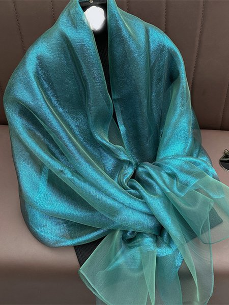 

Breathable Double-layer Yarn Scarf, Cyan, Scarves