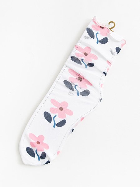 

Floral Breathable Mesh Mid-calf Socks, Color5, Socks