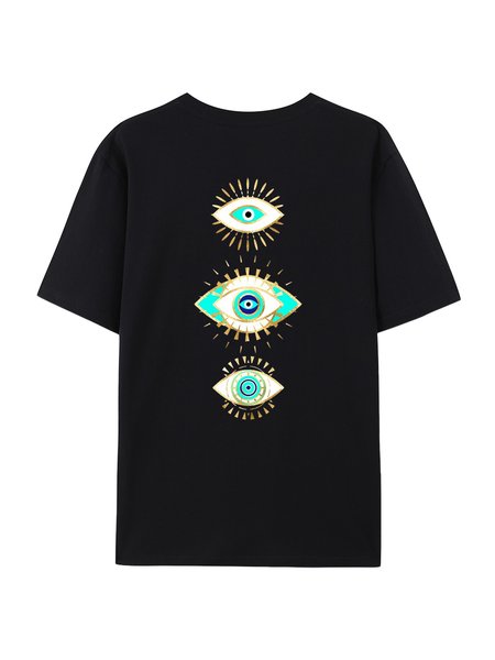 

Women's Short Sleeve Tee T-shirt Summer Ethnic Cotton Crew Neck Daily Going Out Vintage Top Blue, Black, T-Shirts