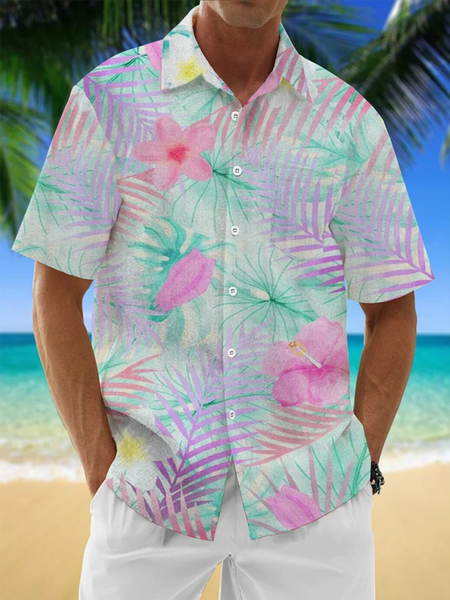 Moisture-Wicking Tropical Floral Hawaiian Shirt SHORT SLEEVE SHIRTS