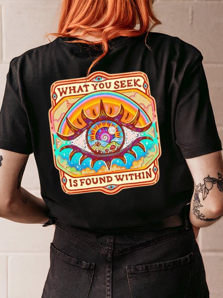

Women's Short Sleeve Tee T-shirt Summer Abstract Cotton Crew Neck Daily Going Out Vintage Top Black, T-Shirts