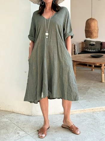 

Casual Plain Dress With No, Green, Midi Dresses