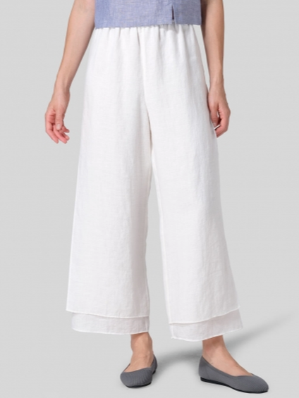 

Casual Plain Cotton Pants, White, Pants