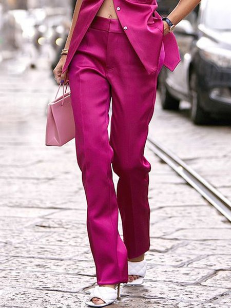 

Urban Pocket Stitching Regular Fit Pants, Deep pink, Pants