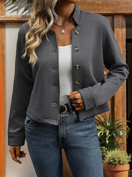 Women's Plain Regular Loose Kimono, Deep gray, Jackets