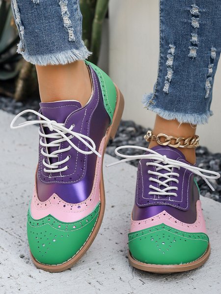 

All Season Pu Floral Shallow Shoes, Green, Flats