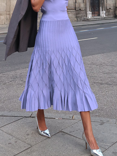 

High Elasticity Elegant Plain Loose Midi Skirt, As picture, Skirts