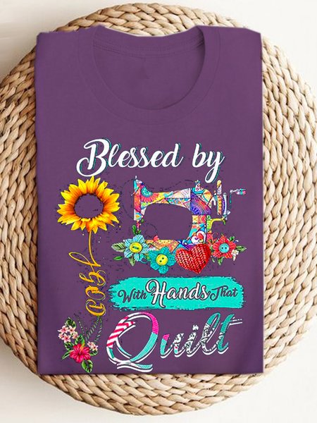 

Casual Crew Neck Letter Pattern Sweatshirt, Purple, Hoodies & Sweatshirts