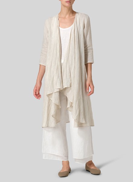 

Plain Others Vacation Kimono, Khaki, Outerwear