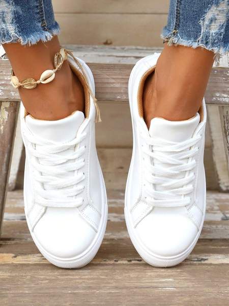

Casual Pu Plain All Season Skate Shoes, White, Shoes