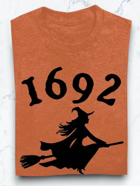 Casual Text Letters Crew Neck Long Sleeve T-shirt, Orange, T-shirts