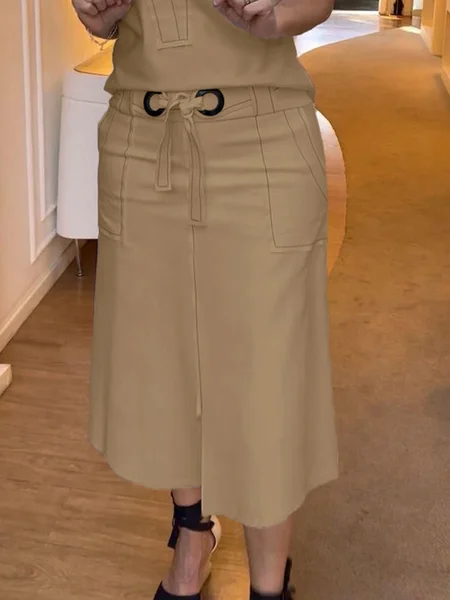 

Urban A-line Belted Mid Skirt, Khaki, Skirts