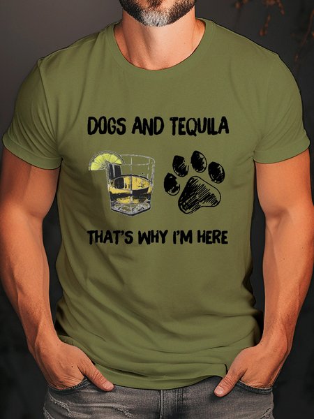 

Dogs And Tequila Crew Neck T-Shirt, Army green, T-shirts