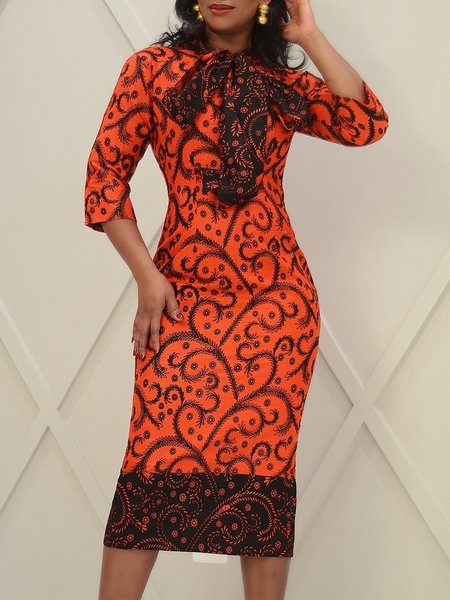 Regular Fit Regular Sleeve Urban Dress, As picture, Midi Dresses