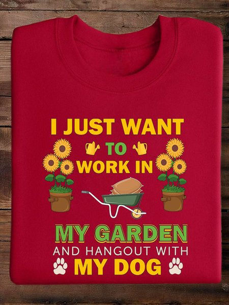 Casual Crew Neck Floral Sweatshirt, Red, Hoodies & Sweatshirts