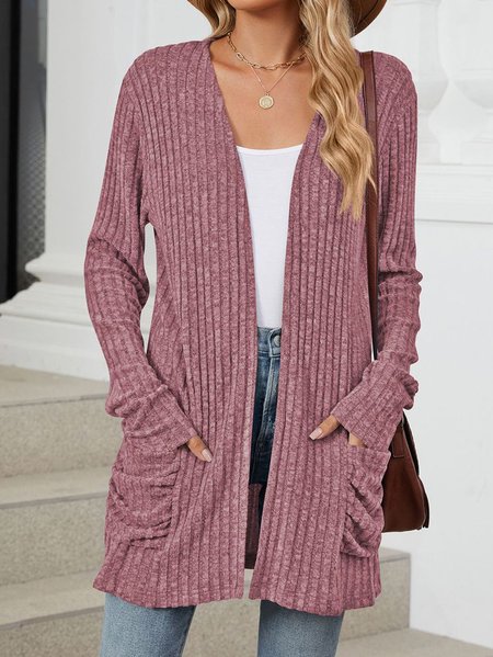 

Women's Plain Regular Loose Kimono, Burgundy, Cardigans