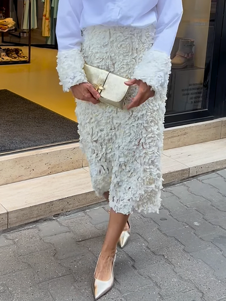 

Lace Lace Urban Regular Fit Midi Skirt, White, Skirts