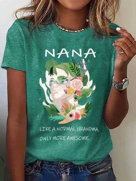 

Casual Text Letters Crew Neck Short Sleeve T-shirt, Green, T-shirts