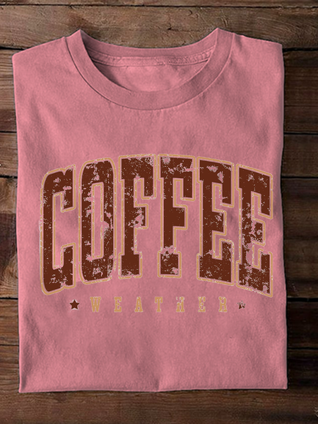 

Casual Text Letters Crew Neck Long Sleeve T-shirt, Pink, T-shirts