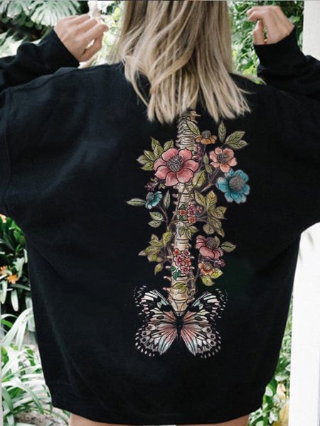 

Floral Skull Design Pullover Sweatshirt, Black, Sweatshirts & Hoodies