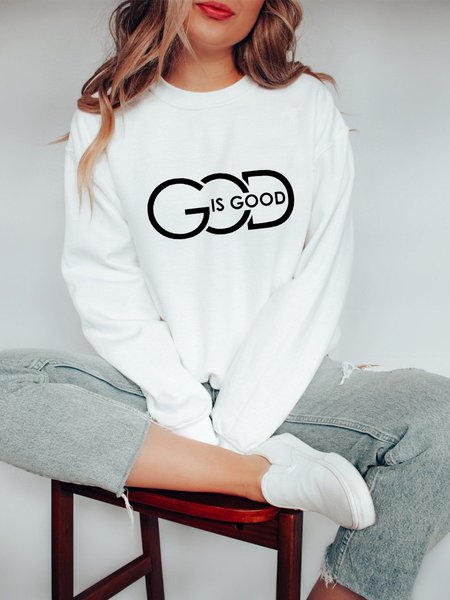 

God Is Good Jesus Cotton Sweatshirt, White, Sweatshirts & Hoodies